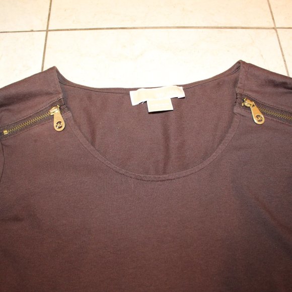 MICHAEL KORS BROWN COTTON SHIRT WITH ZIPPER DETAILS XS / XP - Picture 3 of 5